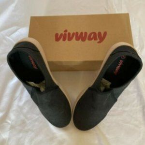 Vivway Men Shoes Black Gum Sole Slip-On Men 10 New
